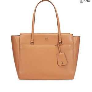 Tory Burch Large Parker Camel/Tan Leather Structured Tote